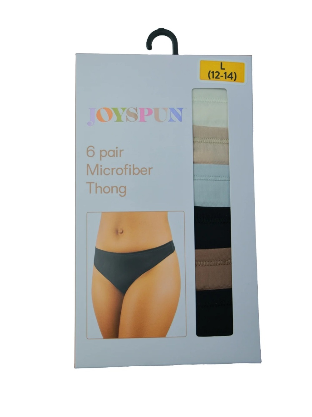 Joyspun Women's Microfiber Thong Panties, 6-Pack Size L